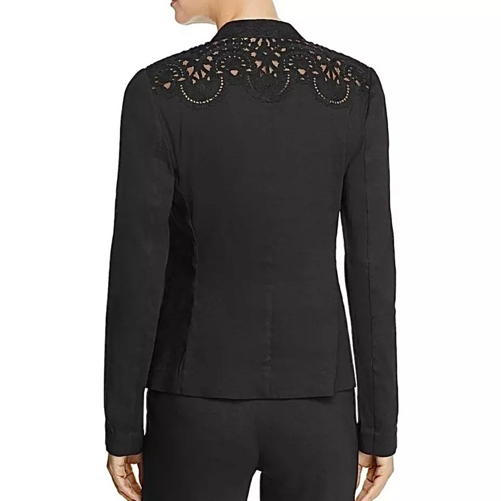 Kobi Halperin Claudia Black Lace Detail Open Front Line Blazer Inset Jacket XS